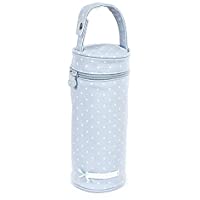 Pasito a Pasito - Funda para biberón Atelier en polipiel azul con topito blanco
